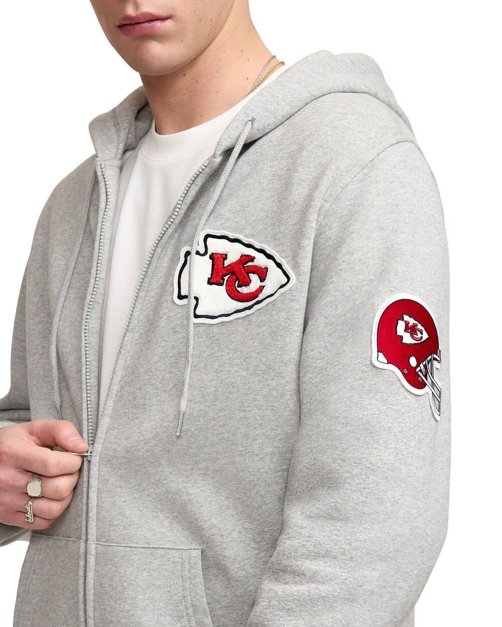 New Era Kansas City Chiefs Gray Logo Select Full-Zip Hoodie - Size XXL